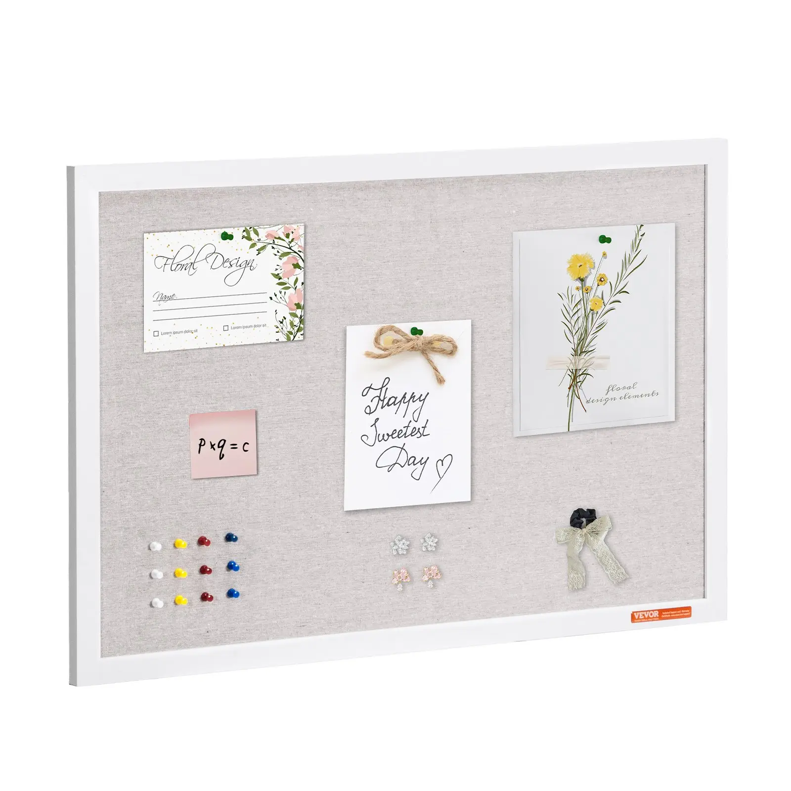 【Summerfinds】VEVOR 30x20 in White Linen-Surface Cork Board - Wall-Mount Functional Bulletin Display, Home Office Decor, Father's Day Gift