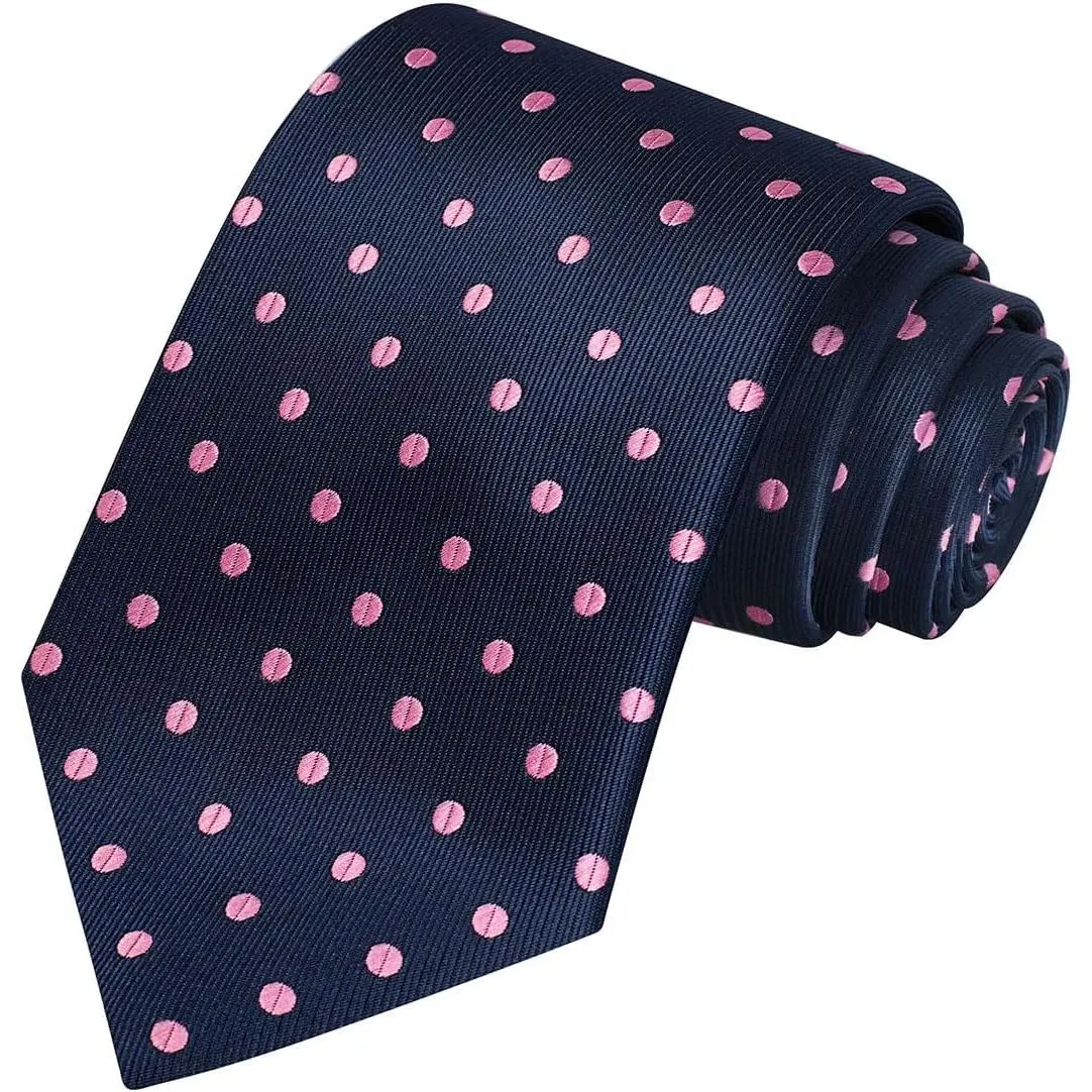 Men's Classic Polka Dot Necktie, Hand Finished Silky Jacquard Microfiber for Business, Wedding & Engagement, Vivid Color, Includes Gift Box, Birthday, Male, Formal Events