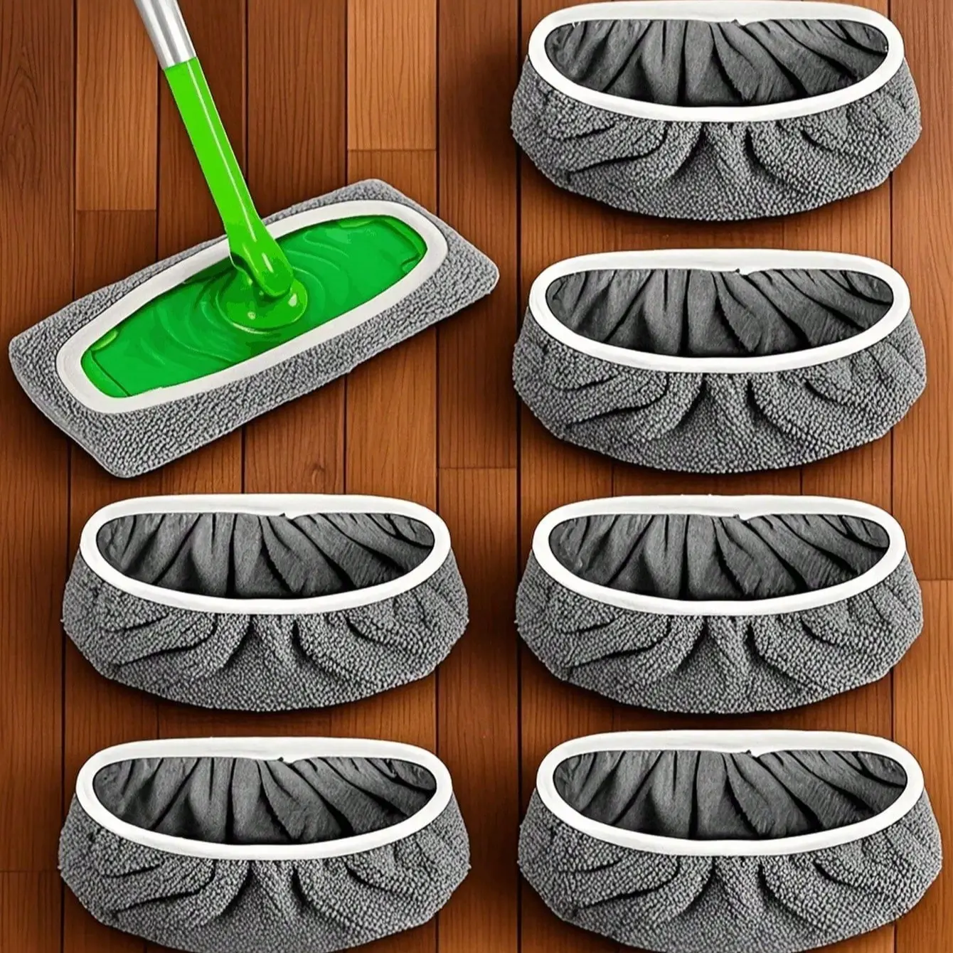 Super Absorbent Reusable Mop Pads, Dry & Wet Dual-Use Floor Cleaning Cloths, Wet Mopping Cloths, Universal Fit, Easy Replaceable Pad for Home Floor Cleaning, Mop Accessories, Mop Refills