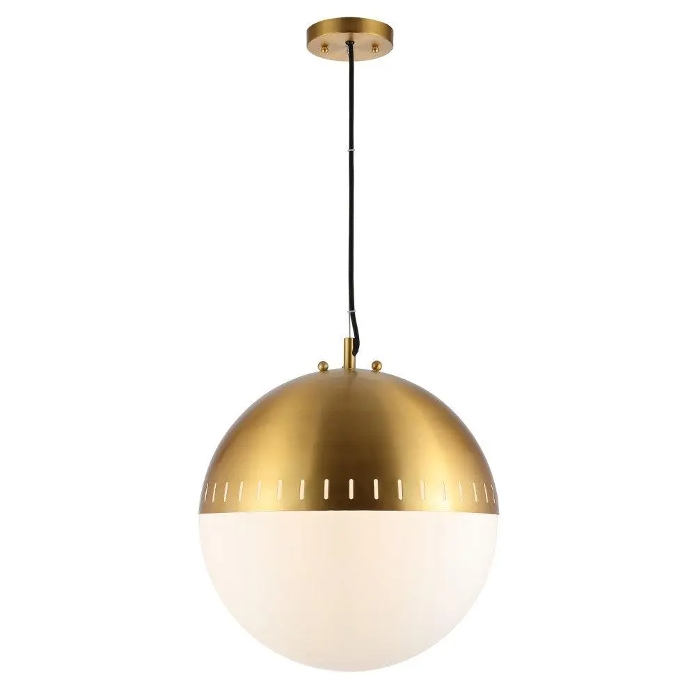JONATHAN Y Remy Adjustable Iron/Glass Art Deco Mid Century Globe LED Pendant; for Living Room, Bedroom, Kitchen, Office
