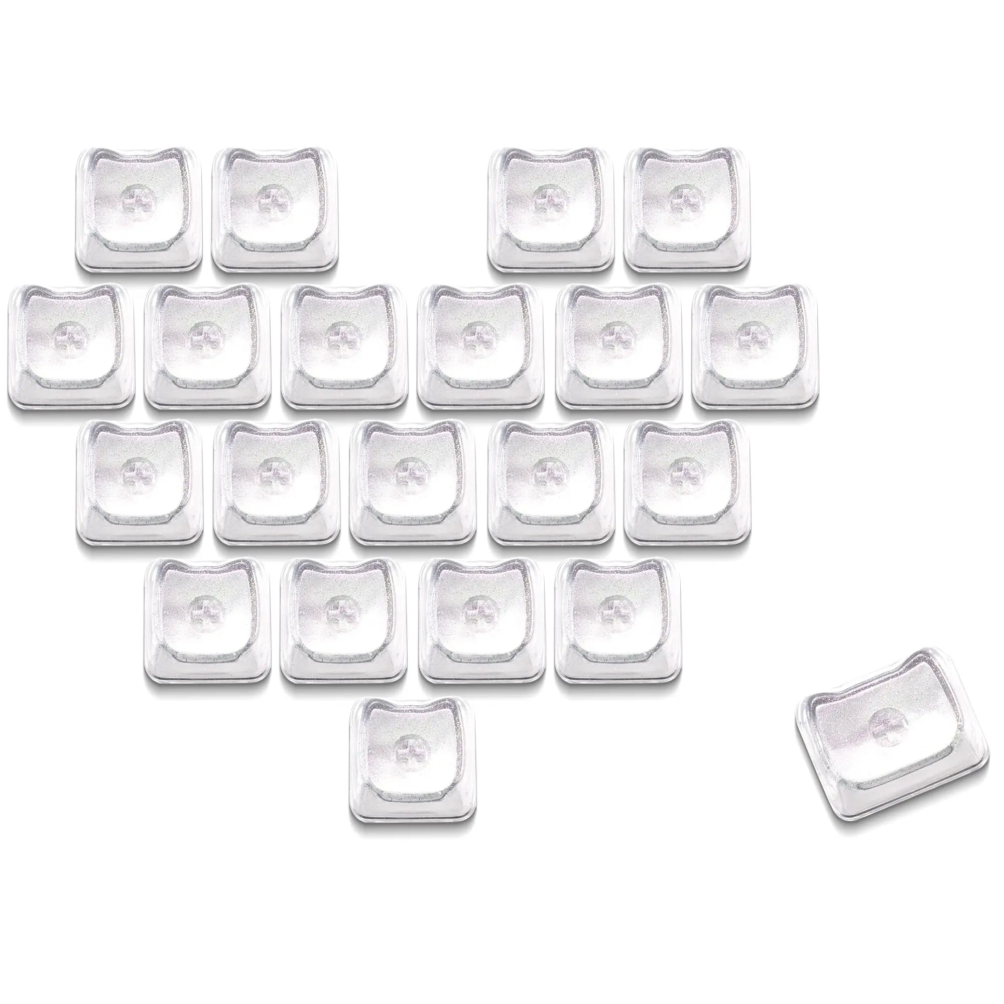 Xvx Blank Transparent Keycaps  Sweet Heart Pc Custom Keycap Set Backlit Clear Glitter Candy Mao Profile For Mx Switches Mechanical (21pcs)