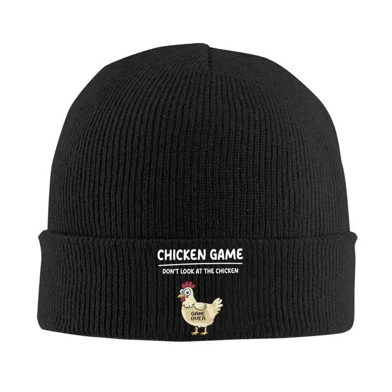 S&T Fun Chicken Game Hat - Warm Stretch Knit Hat with "Don't Look at the Chicken" Words - Unisex Stretch Winter Hat - With Chicken Pattern - Cold Season Accessories, Suitable for Chicken Coop Parties, Masquerades - Fun Farm Animal Theme