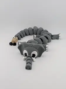 🐘🥜 17.5" Elephant Flexi Dragon ✨ Articulated Sensory Fidget with Peanut Tail 🐉🥨