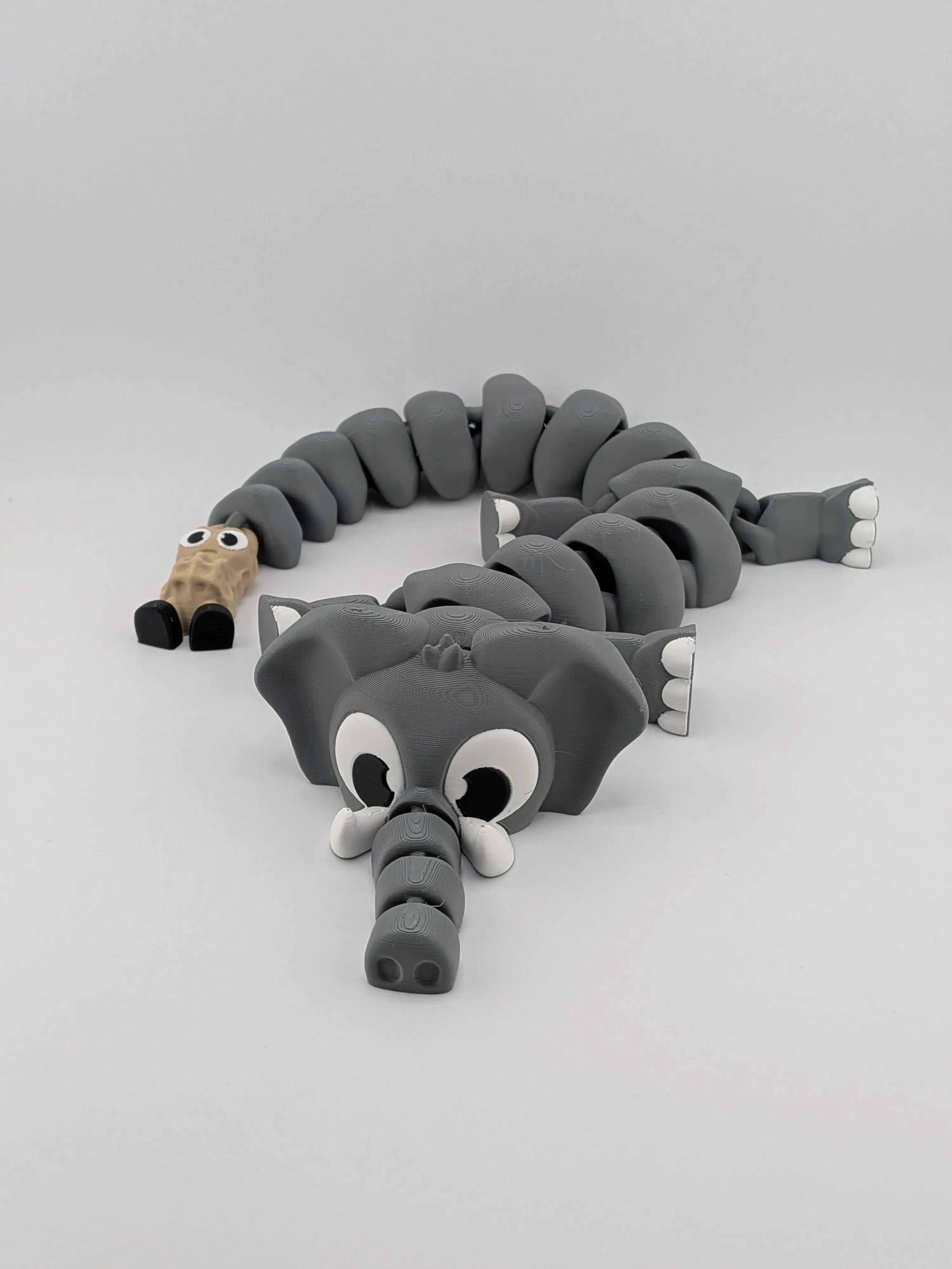 🐘🥜 17.5" Elephant Flexi Dragon ✨ Articulated Sensory Fidget with Peanut Tail 🐉🥨
