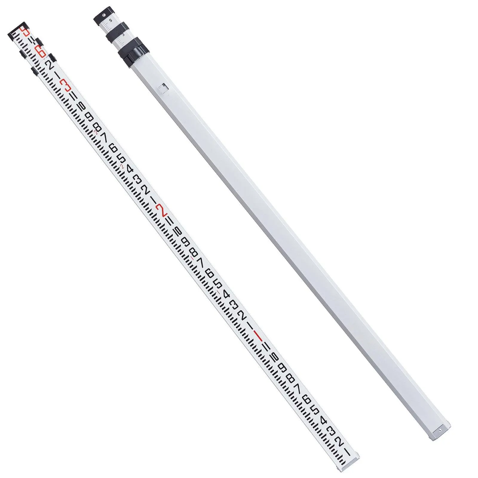Aluminum Grade Rod, 9-Feet/8ths 3 Sections Telescopic Measuring Rod, Double-Sided Scale 1/8in Leveling Rod Stick,Aluminum Alloy Survey Rod with Bubble Level &Carrying Bag for Houses,Walls,Floors
