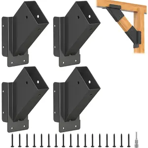 4 Pcs Pergola Brackets , 45-Degree Angle Pergola Bracket, Gazebos Kit for 2''x4'' Lumber (Actual Size: 1.6''x3.6'') for Gazebos, Pergolas,,Tree Houses