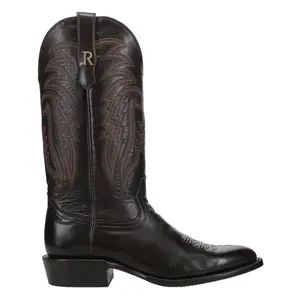 R. Watson Boots Mens Sinatra Cowhide Medium Embroidered Round Toe  Casual Boots Mid Calf - Black