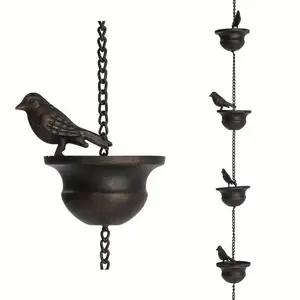 Vintage Metal Bird Rain Chain, Rustic Outdoor Garden Decor, Garden Accessories, Dual Bird Design, Antique Bronze Finish, Easy to Hang, Perfect for Patios and Courtyards