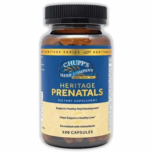 Chupp's Herb Company Heritage Prenatals - 120 Capsules for Healthy Fetal Development & Liver Support - Essential Prenatal Care Supplement for Expectant Mothers