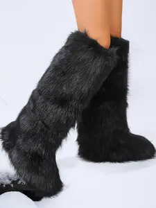 Fashionable Long Tube Snow Boots for Women, New Trend All-match Plain Plush Knee Boots, Y2k Style Fashion Snow Boots for Women, Trending Shoes shaggy boots 2000s shaggy boots, Casual Warm Boots