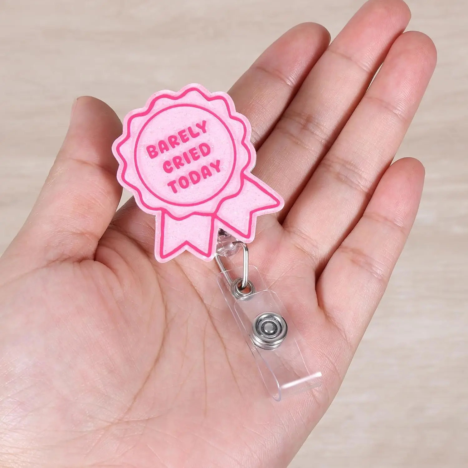 Barely Cried Today Badge Scroll, Adjustable Fun Badge Clip, Id Badge Clip, Breastfeeding Badge Clip, Nursing Badge Reel, Suitable for Rn Lpn Cna Ma Er Night Shift Nurses Doctors Teachers