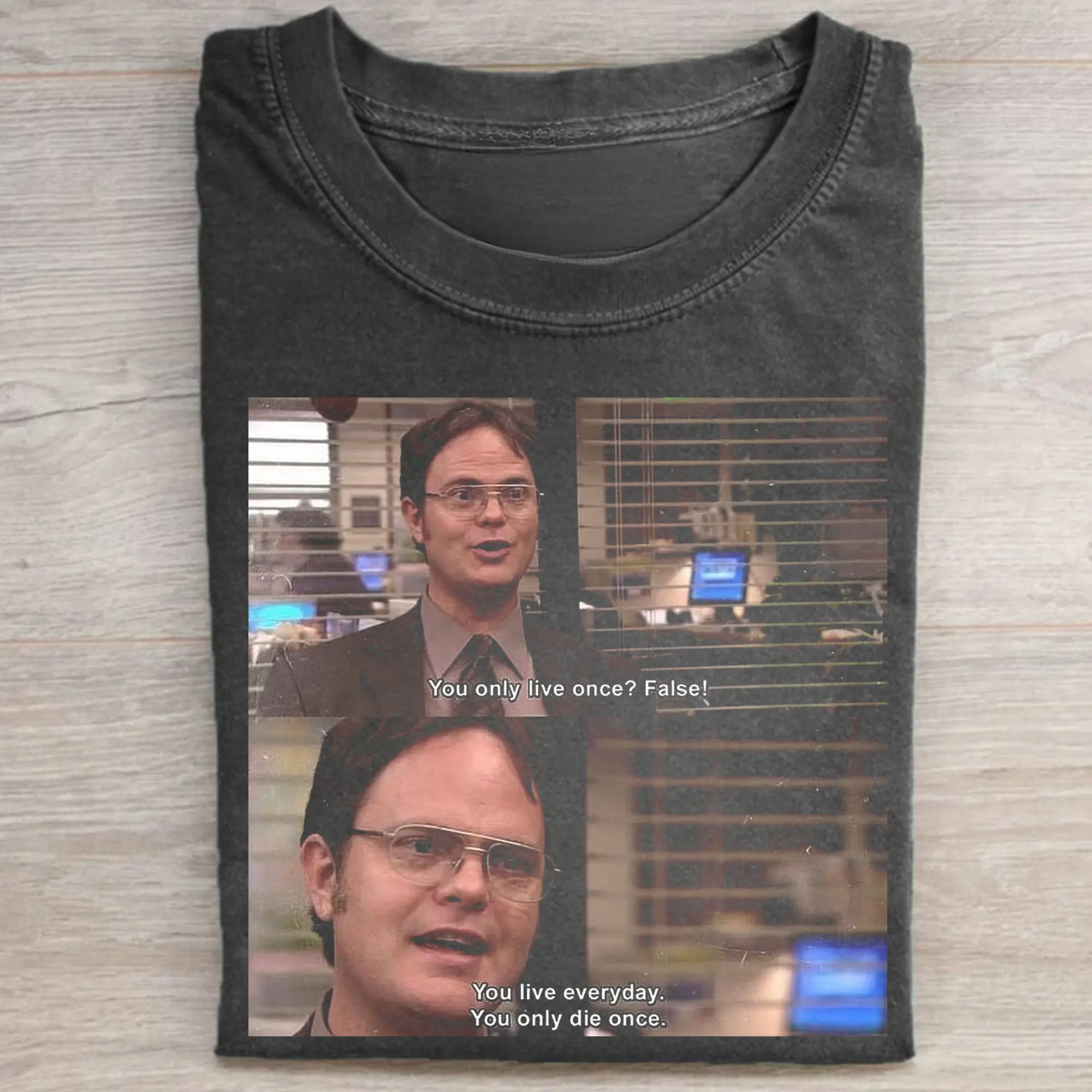 Men's Retro Graphic Cotton Tshirt with Dwight Schrute Quotes | Fitted Street Style Top from The Office TV Show, Round Neck