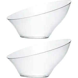 Disposable Angled Plastic Bowls Round Medium Serving Bowl, Elegant for Party's, Snack, or Salad Bowl, Clear Pack of 4