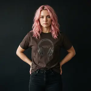 Headphones On, World Off T-Shirt — Retro Sketch Headphone Graphic