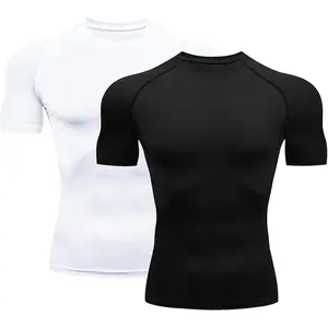 Men's Compression Shirts Short Sleeve Athletic Workout T-Shirt Cool Dry Sports Baselayer Running Undershirts Tops