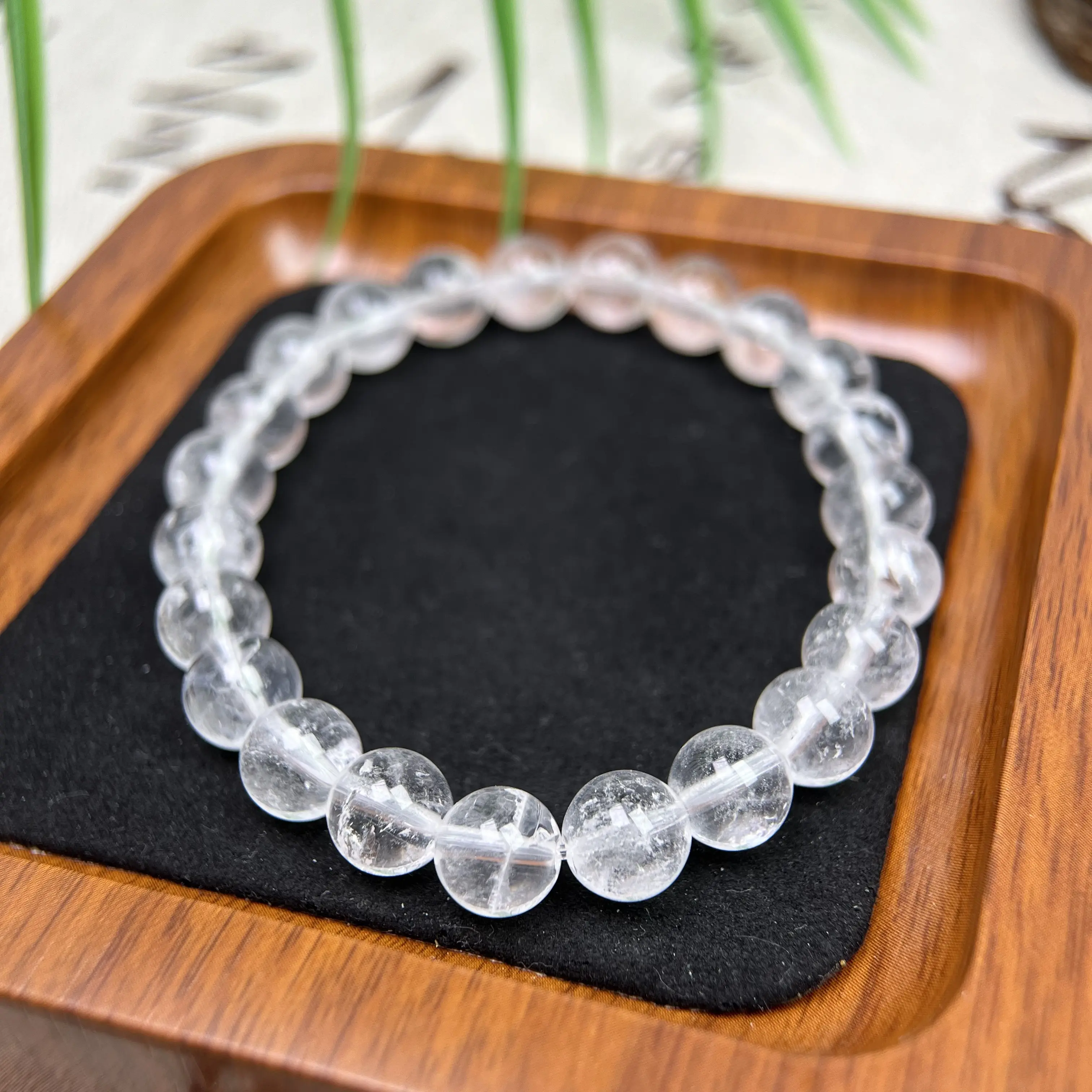 Natural Clear Quartz Round Bead Bracelet, Transparent Crystal With Minor Natural Inclusions, Unisex, Suitable for Daily Wear gemstone