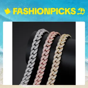 9031 22in/24in Hip Hop Iced Out Cuban Link Chain Necklace Pave mos Style Bling with Heavy-Duty Box Clasp for Secure All-Day Wear Layered Jewelry Complimentary shipping Summervibes