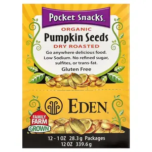 Eden Foods Pocket Snacks™, Organic Pumpkin Seeds, Dry Roasted, 12 Packages, 1 oz (28.3 g) Each