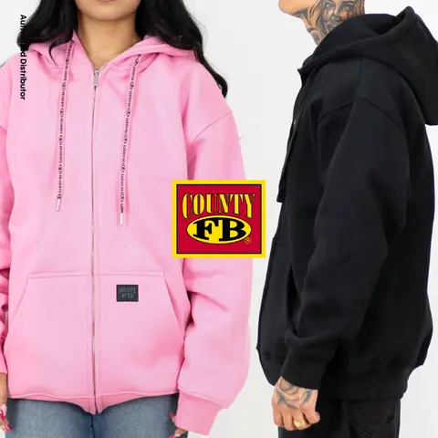 FB County Men's 13 Oz Heavyweight Zipper Hoodie FBCOUNTY Hooded Jackets Fleece Zip Up Jacket Casual Fit Warm Fleece Lined Jacket Black Gray Pink