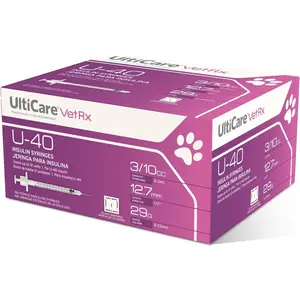 U-40 3/10cc Pet Insulin Syringes 29G x 1/2’’ Half Unit Markings 100 ct Comfortable Accurate Dosing Compatible with Any U-40 Strength Insulin