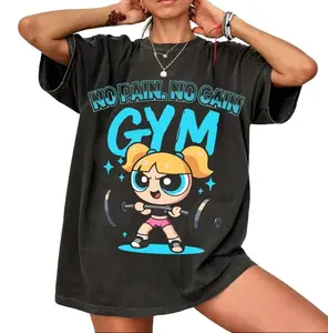 Vintage Powerpulll Bubbles No Pain No Gain Strong Girl Gym Unisex T-Shirt, Y2K #Powerpuuuf Fitness, Workout Shirt, Trending 2026, Weightlifters, Bodybuilding Shirt, Pump Cover Gym Tee for Men Women