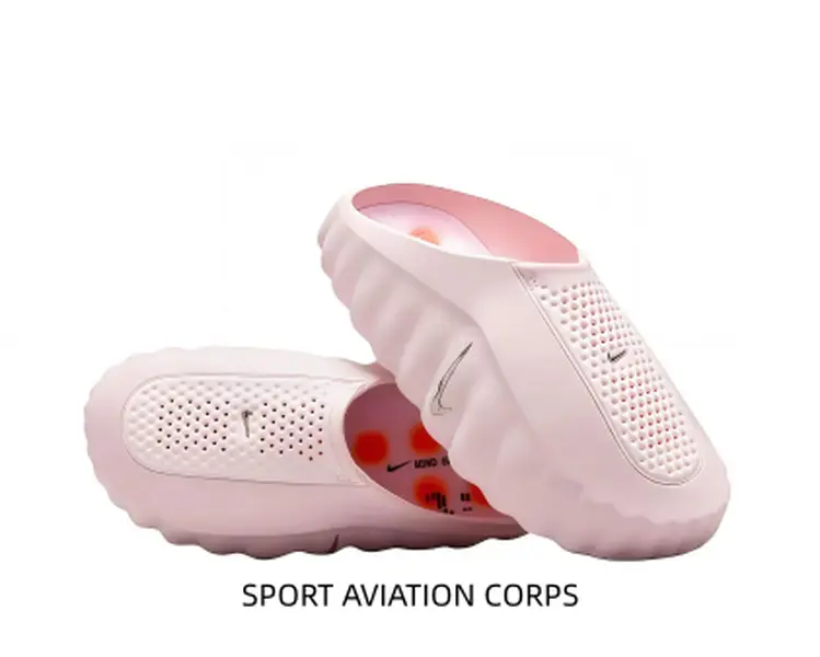 Unisex Pastel Pink Contour Wave Closed Toe Mule Clogs, Perforated Breathable EVA Slides, Orange Dot Anti-Slip Outsole, Waterproof Casual Beach Street Sandals For Men Women
