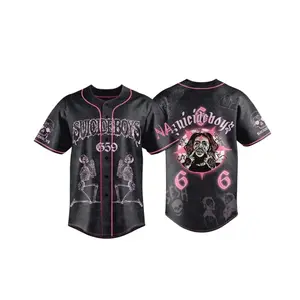G59 Men's Gothic Skull Graphic Baseball Jersey, Vintage Punk Button Shirt All Over Print, Streetwear Jersey, Gift For Him Her