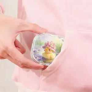 Duck with Lotus Flower Hat Print Retainer Case, Watercolor Duck Orthodontic Aligner Holder, Portable Cute Case for Dental Aligners