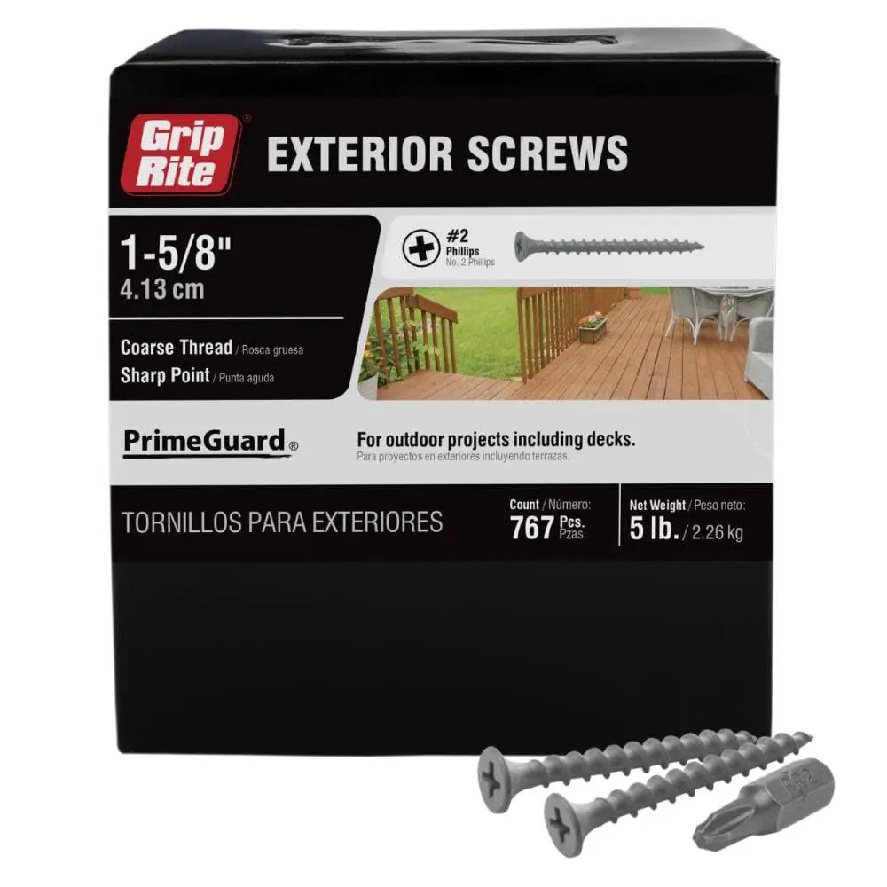 Coarse Thread Deck Screws, 6 x 1.62 in., 5 lbs - Ideal for Decks, Fences, Outdoor Projects