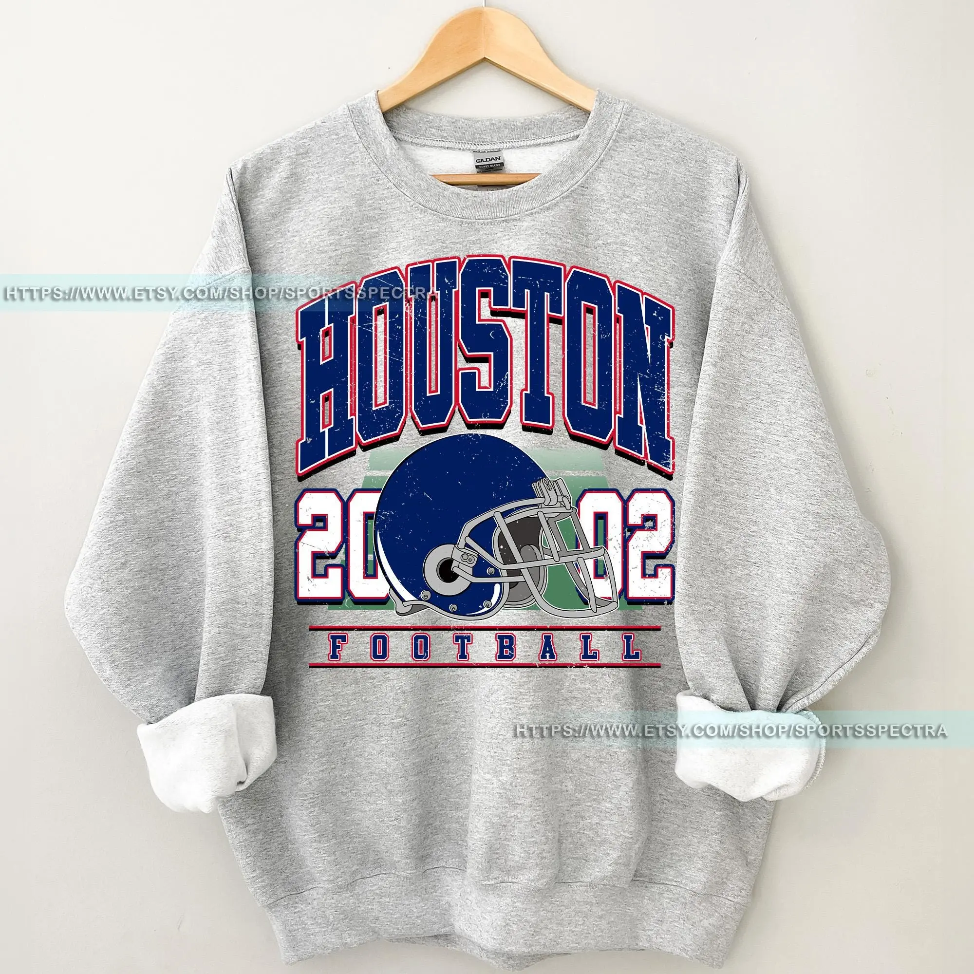 [Sale Up To 50%] Houston Football Crewneck Texan Sweatshirt, Vintage Houston Football Crewneck Sweatshirt, Houston Sweater, Houston Texan Fan Gift, Gift For Fan, Trendy USA Cotton Fabric