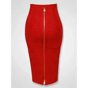 Garmentary Women’s Sexy Solid Color Wrap Pencil Skirt, Sizes XL/XXL, Elastic Bodycon Fit, Summer, Zip Closure, 16 Colors (Orange, Blue, Black, Red, White, Pink), 58 cm
