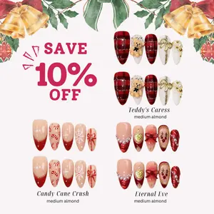 ErsaNails XMAS READY BUNDLE - Handmade PressOn Nails 10PCS | Acrylic, Reusable, Salon-Quality, Long-Lasting, Glossy Design