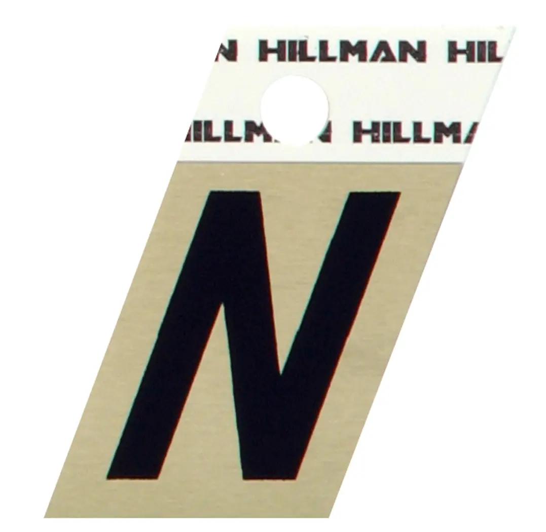 Hillman Group 840520 1.5 in. Black & Gold Glossy Aluminum Angle-Cut Adhesive Letter - N