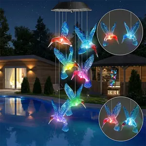Gifts for Grandma Mom Nana Wife Sister, Mother Birthday Gardening Hummingbird Gifts for Women, Winzwon Wind Chimes Solar Lights Outdoor Decor for Garden Patio Yard Porch