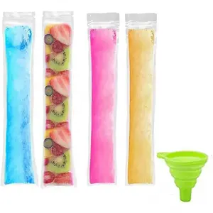 100 count Disposable Ice Popsicle Mold Bags  Freezer Tubes Ice Candy Pops With a Funnel and Zip Seals For  Snacks,Yogurt Sticks,Juice,Fruit Smoothies