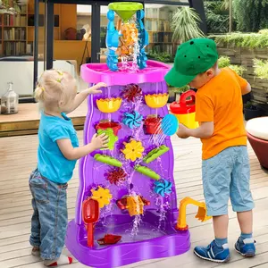 Double-Sided Kids Water Sand Table With Waterfall Design,Ideal Birthday Holiday Gift For Boys Girls, Summer Outdoor Play Sensory Toy