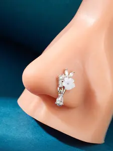 Flower Design Fake Nose Ring, U-shaped Clip on Faux Nose Piercings, Fake Septum Cuffs, Non Piercing Jewelry for Women & Girls