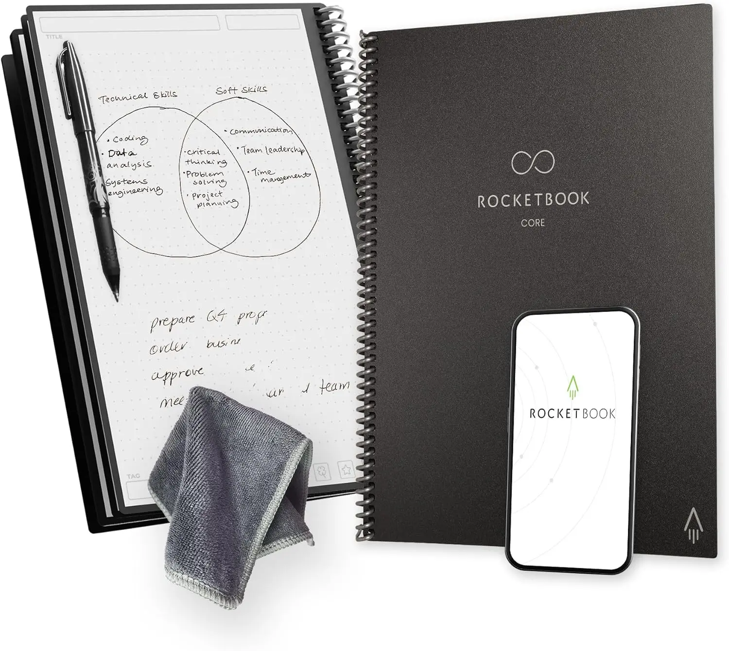 Durable Reusable Spiral Notebook with Dotted Pages, App-Connected, Erasable, 8.5x11 Letter Size, Ideal for School, Work, and Creative Projects