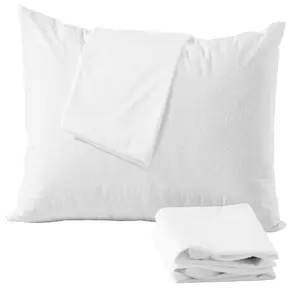 Niagara Waterproof Pillow Protectors Standard 4 Pack Cotton Terry 100% Waterproof Zippered White Pillow Encasement Washable Long Life Soft