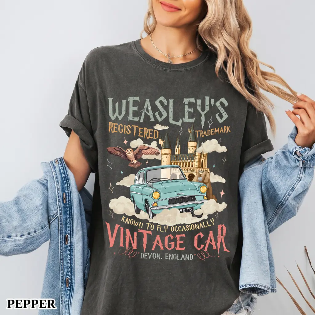 Comfort Colors Get In Loser We're Going to HG Shirt, Flying Car Graphic Tee, HP Fan T-Shirt, Universal Studios Gift