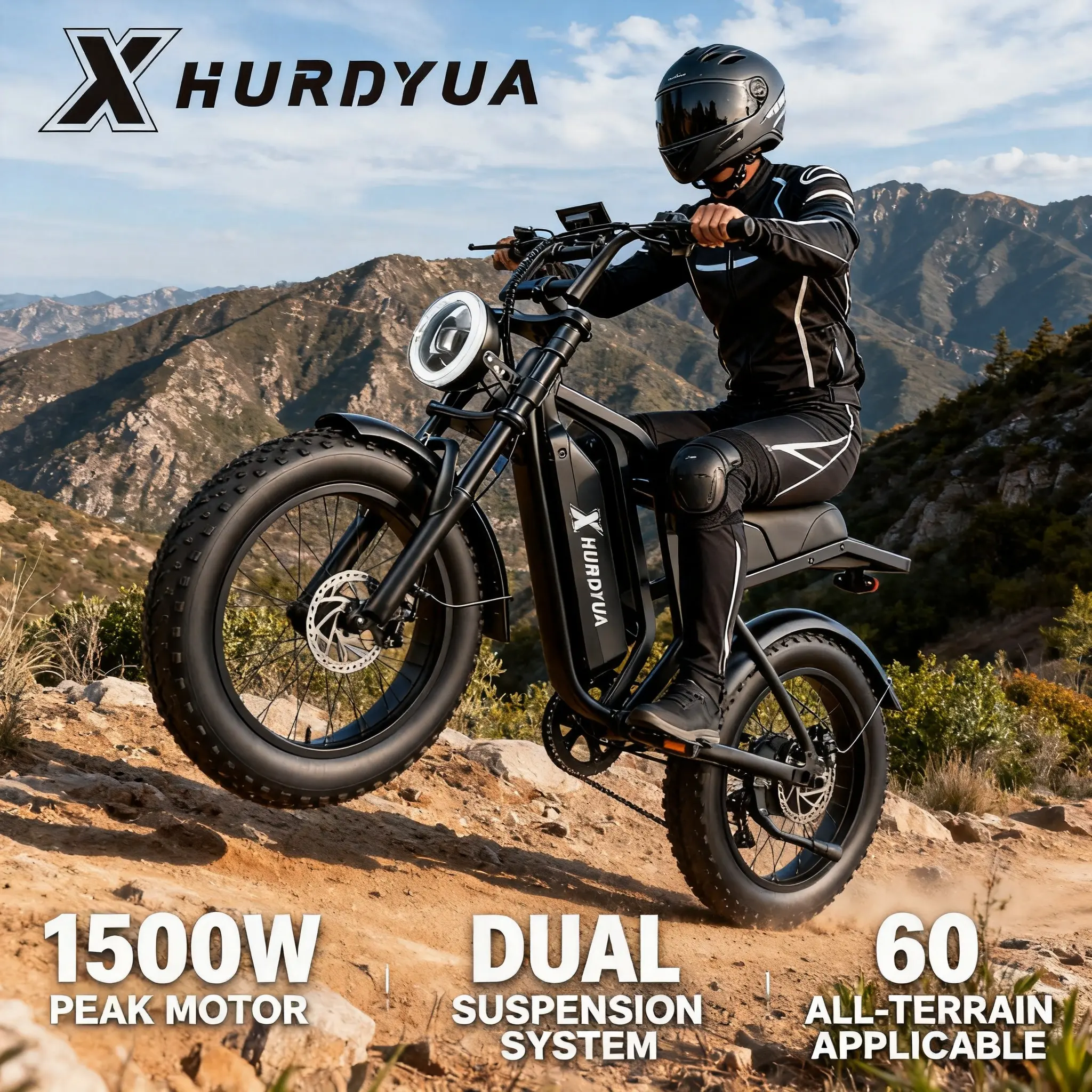 Adult Electric Bike - 1500W Motor, 60-Mi Ultra-Long Range, UL-Certified 48V 15Ah Large Battery, Dual Suspension, Fat Tires, LCD Display, All-Terrain, Convenient Commuting (Sports & Outdoor Cycling Equipment)