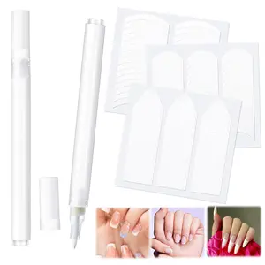 French Manicure Kit Include 2 Pcs French Manicure Pen 0.12 Ounce White Tip Pen 111 Count Tip Nail Stickers Strips Tool for Women DIY Pedicure Nails Kit