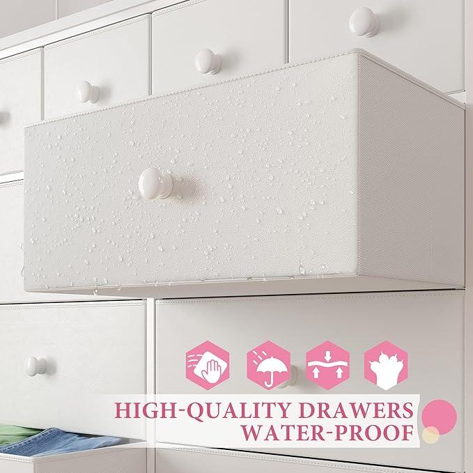 【New Year Home Storage Decor】RaybeeFurniture 12 Drawer Dresser for Bedroom with Fabric Drawers, Large Storage Chest with Metal Frame & Wood Top, Modern Closet Organizer Dresser for Women, Living Room, Entryway, Clothes, Linens, Accessories