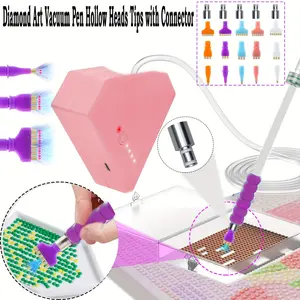 Electric Diamond Art Pen Replacement Kit, Handheld Multi-Head Engraver, Vacuum Diamond Art Tips, Compatible with Most Hollow Vacuum Pens