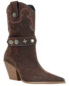 Azalea Wang Women's Neith Western Booties Round Toe - Neith-Burntorange