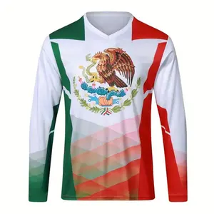 Men's Long Sleeve Off-Road Mexico Jersey Mountain Bike MTB Jersey Downhill shirt Motocross Shirts Sportswear Clothing team sports jersey