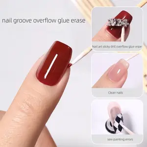 100pcs Nail Cleaning Sticks Wooden Cotton Tips, Manicure Detail Corrector Tool, Eyeliner False Lash Detail Correction