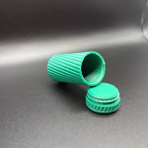 3D Printed by Me Modern Lightweight Round Green Plastic Storage Tubes - 1/2oz Silver Home Organizer Jars, Home Supplies Storage Bottles