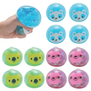 3" Bright Colors Animal Faces Foil Water Squeeze Balls - 12 Pc.