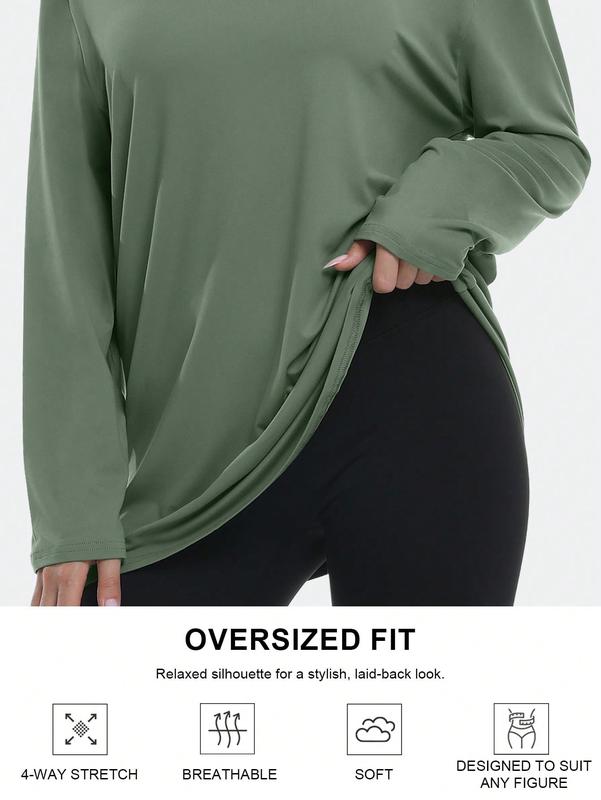 4 Packs Workout Oversized T Shirts For Women Long Sleeve Plus Size Baggy Athletic Gym Shirts Tops Tees Machine Washable